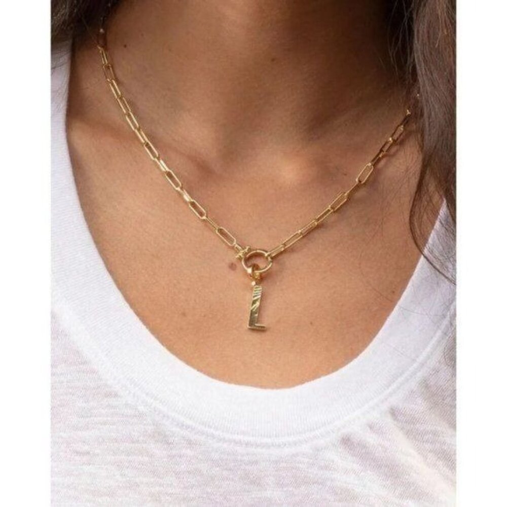Gorjana Parker Charm Alphabet  Initial L 18K Gold Plated - Picture 2 of 6